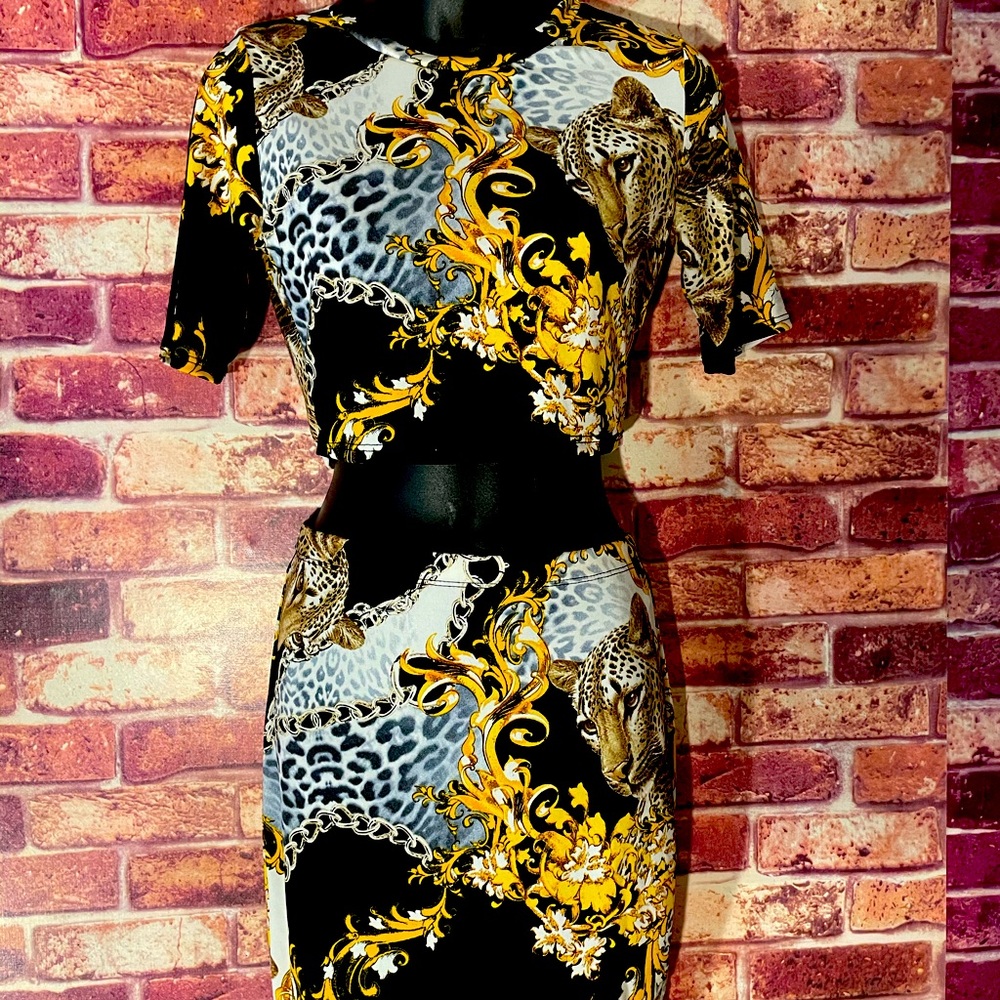 Versace Style Baroque Skirt Set
